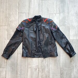 Black Leather Women's Moto Jacket VTG 80s Union Made Jayna New York‎ USA